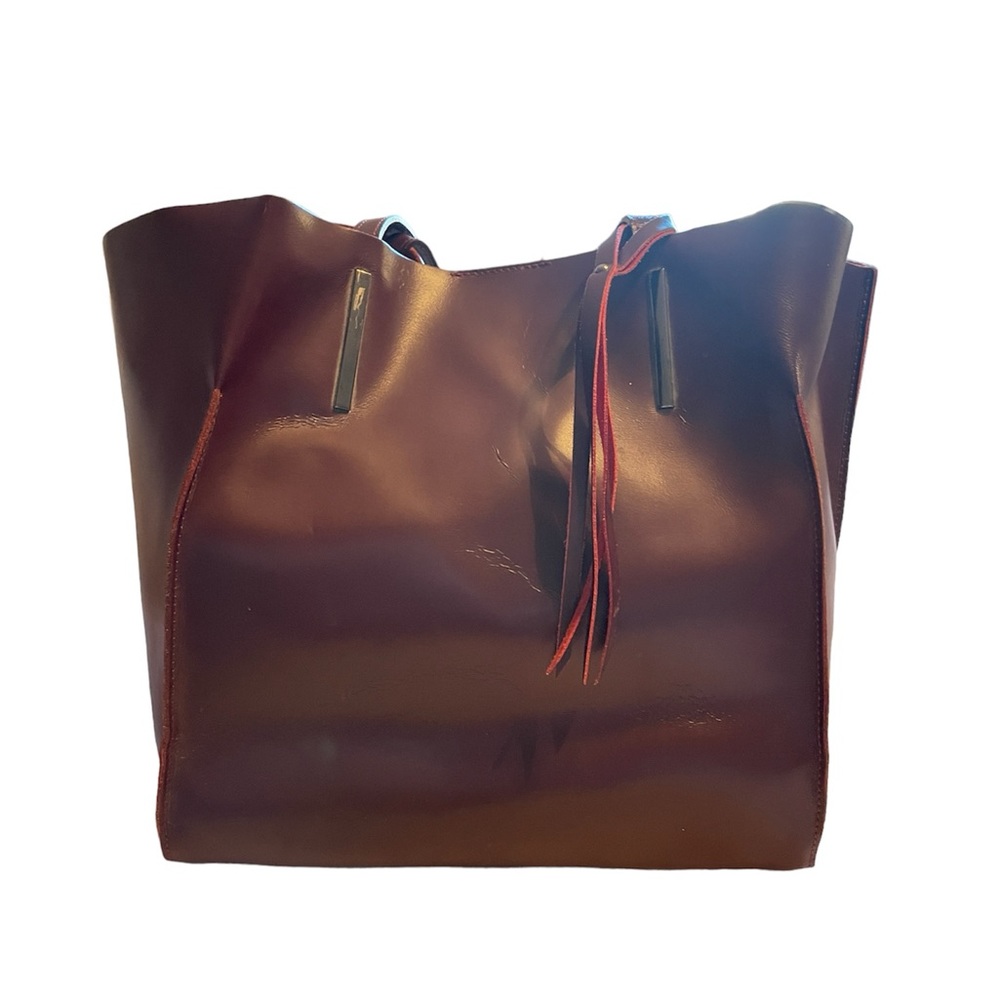 Burgundy Italian Leather Suede Tote
